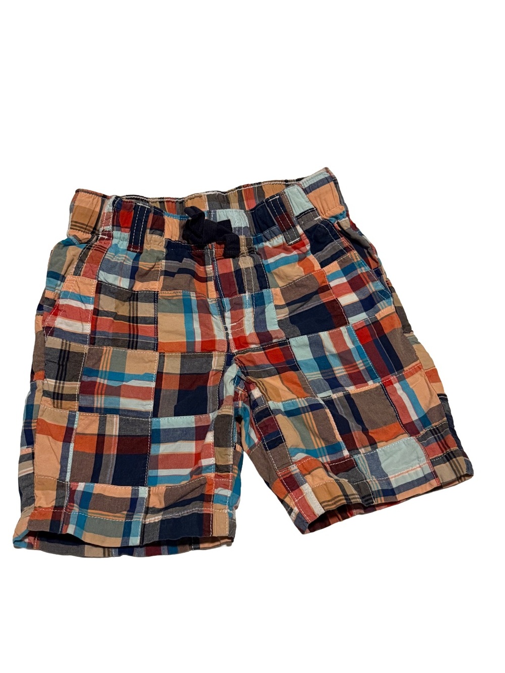 Gymboree Plaid Patchwork Cotton Shorts in Blue, Orange, Tan